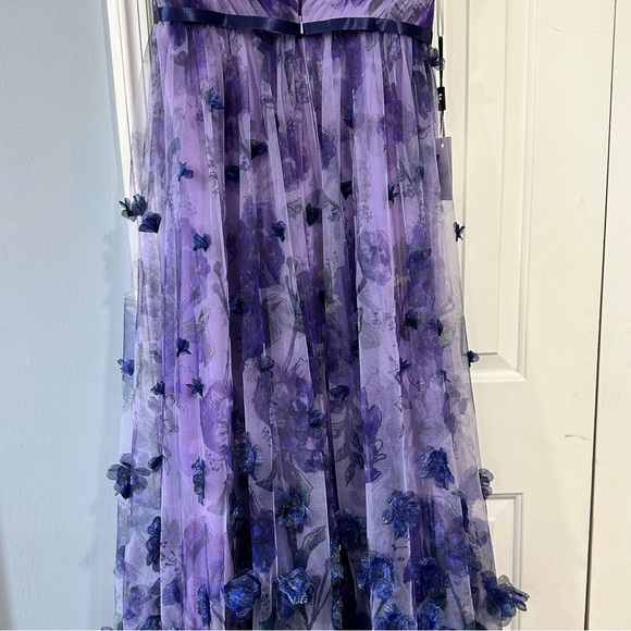 NWT Marchesa Notte Evening Gown Floral Applique Maxi 14 - Picture 8 of 13